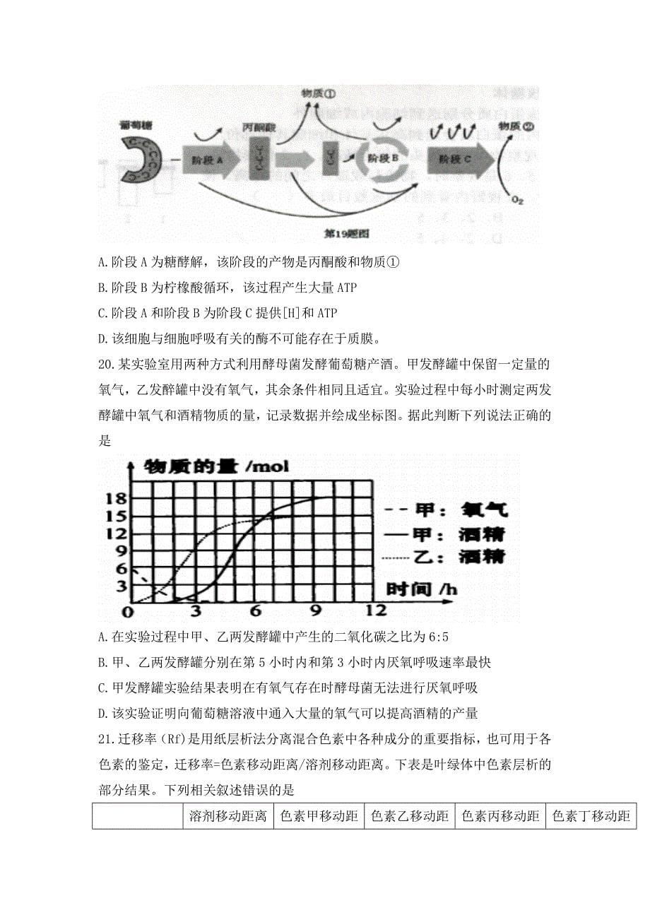 2019-2020年高一下学期开学收心考试生物试题 含答案.doc_第5页