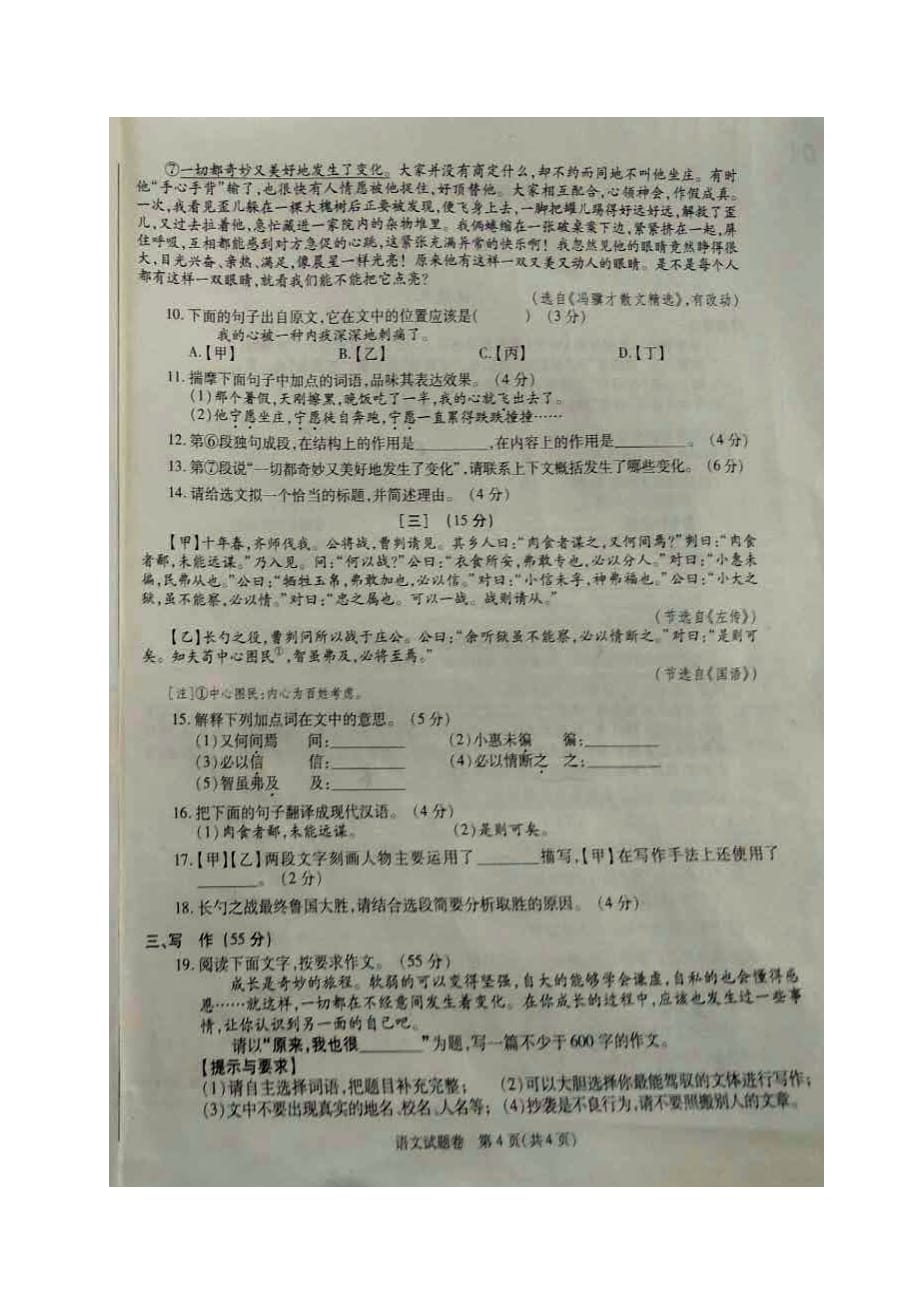 010.安徽省2018年中考语文试题（图片版含Word答案）_第4页