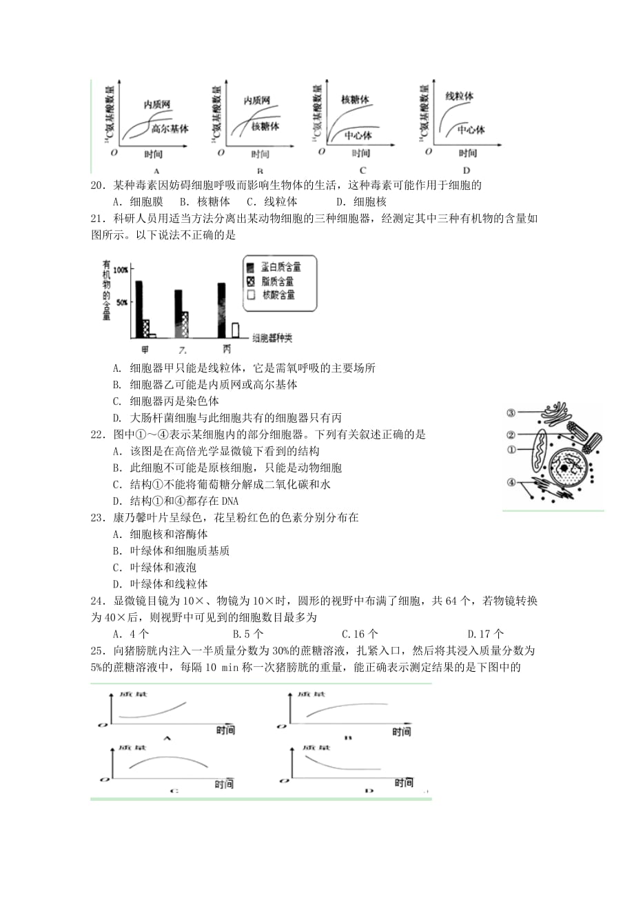 2019-2020年高二生物上学期期中试题 理.doc_第3页