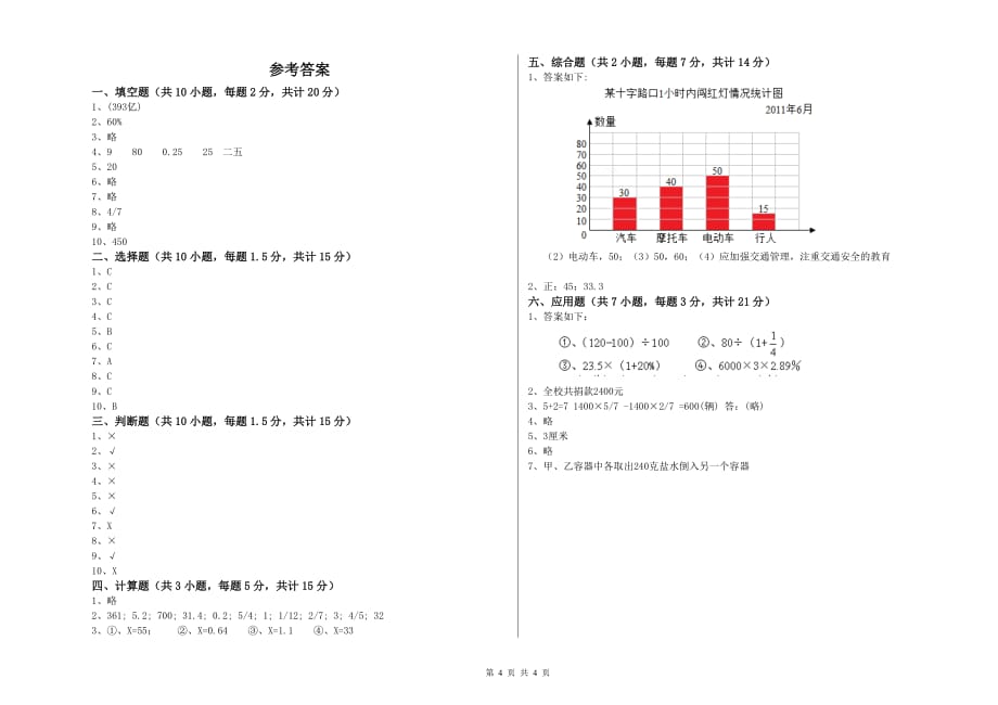 六年级数学下学期自我检测试题B卷 附答案.doc_第4页