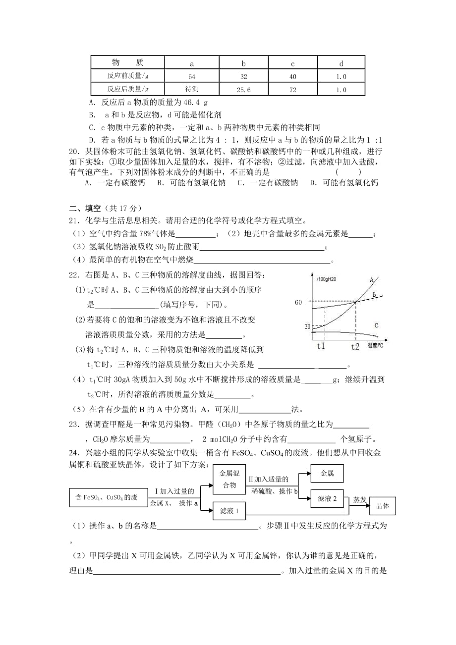 2019-2020年中考三模化学试题（I）.doc_第3页