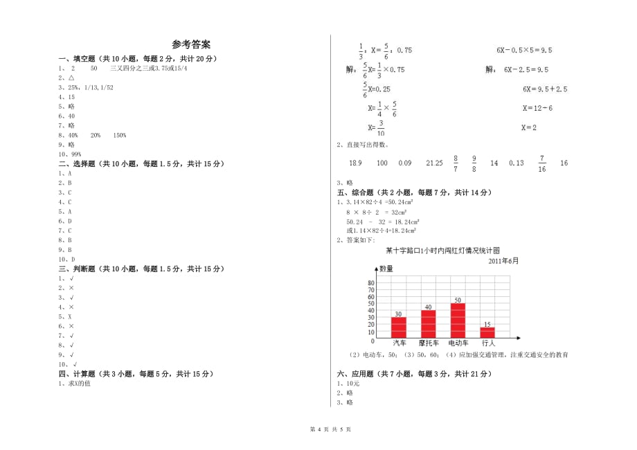 济宁市实验小学六年级数学下学期每周一练试题 附答案.doc_第4页