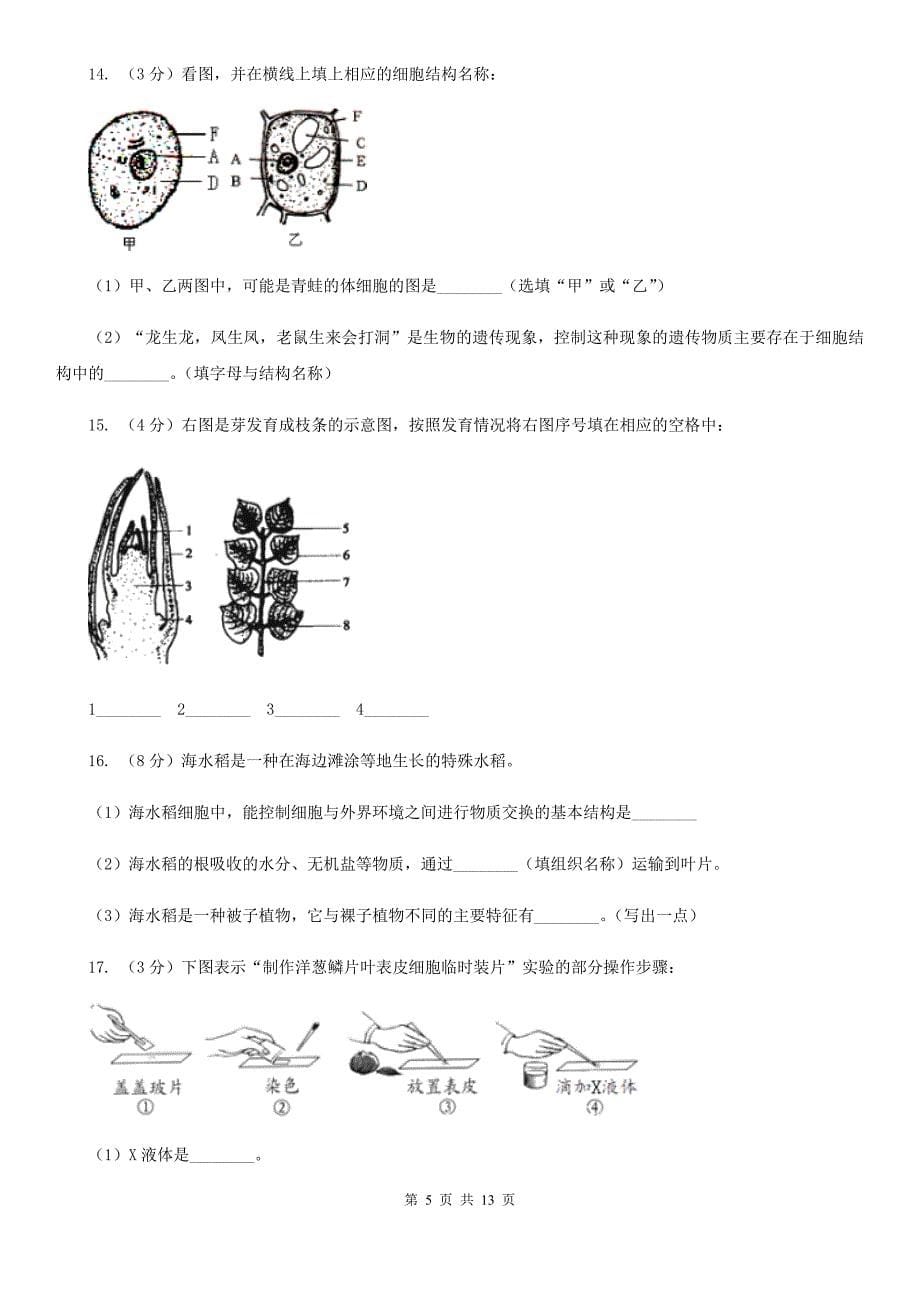 浙教版科学中考复习专题02：构成生物体的细胞、组织、器官和系统C卷.doc_第5页