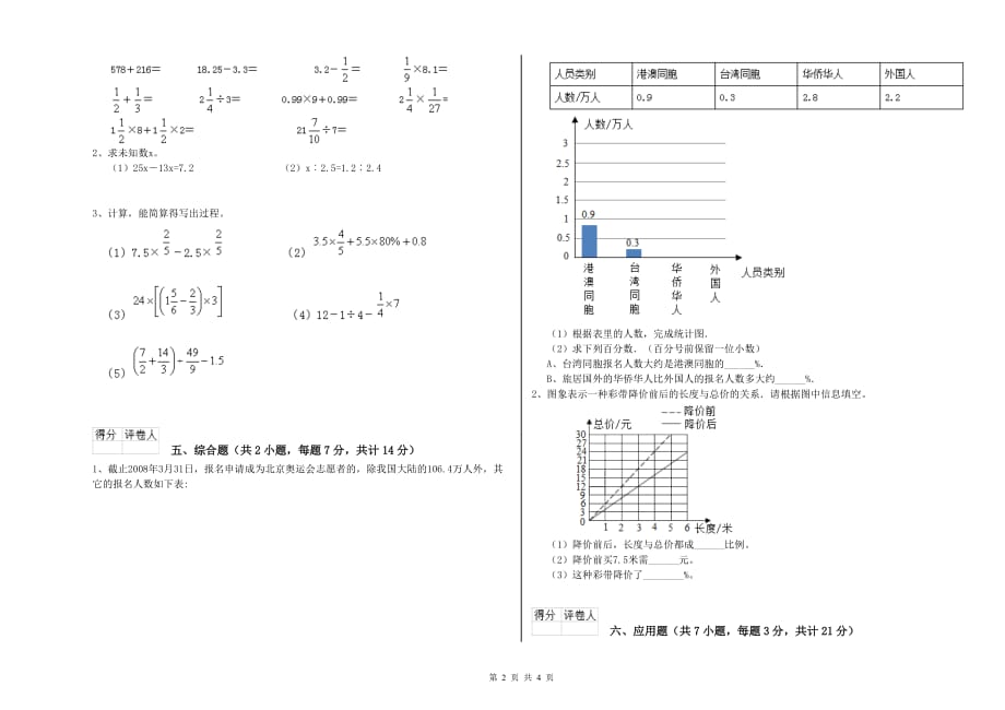 大理白族自治州实验小学六年级数学【上册】综合检测试题 附答案.doc_第2页