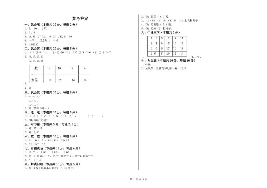 新人教版2019年一年级数学下学期综合练习试卷 附解析.doc_第5页