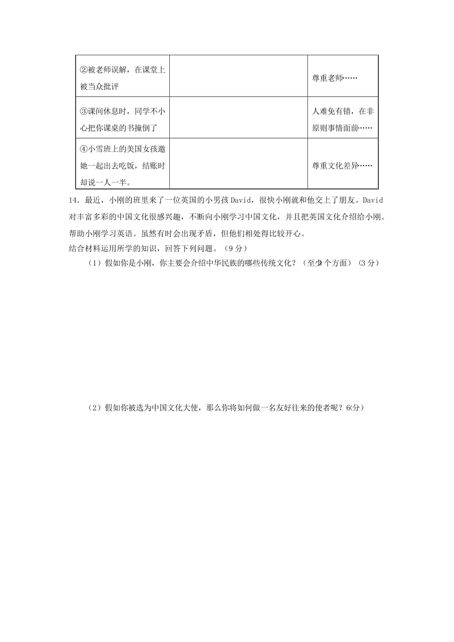 2019-2020年八年级上学期期中考试政治试卷（VII）.doc_第3页