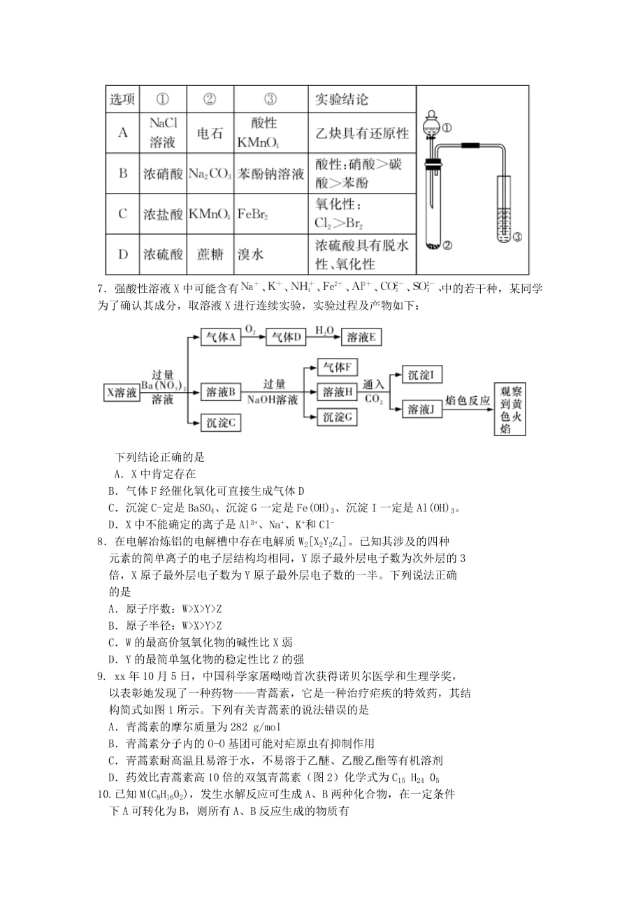 2019-2020年高三化学下学期第六次月考试题.doc_第2页