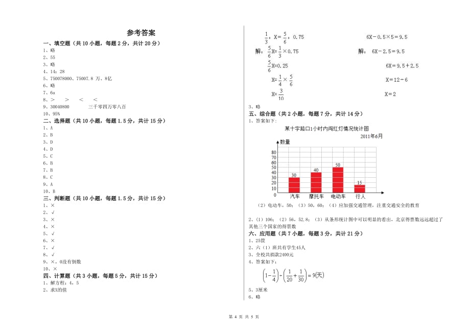 2020年六年级数学下学期过关检测试卷 新人教版（含答案）.doc_第4页