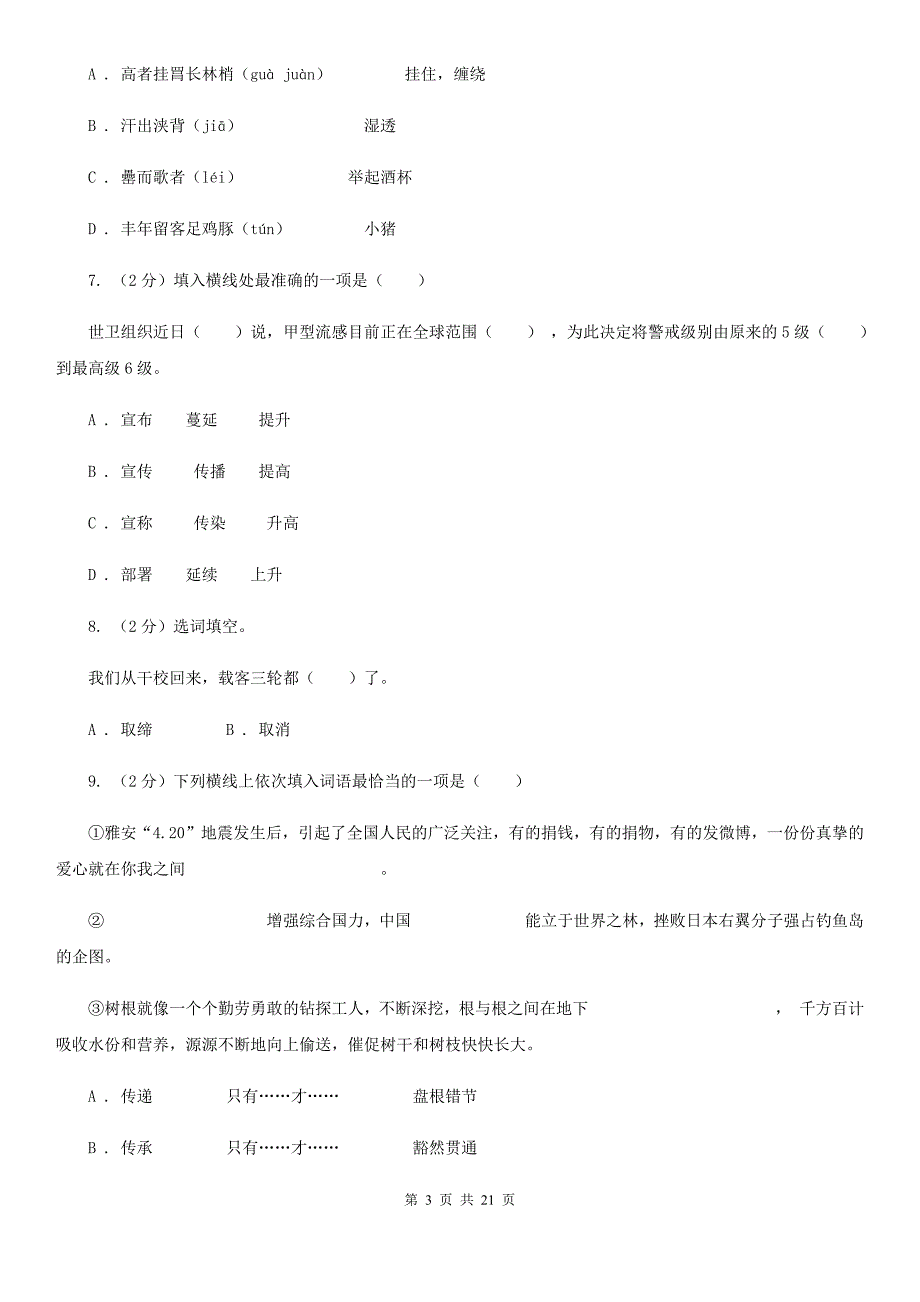 河大版中考语文分类训练三：词语B卷.doc_第3页