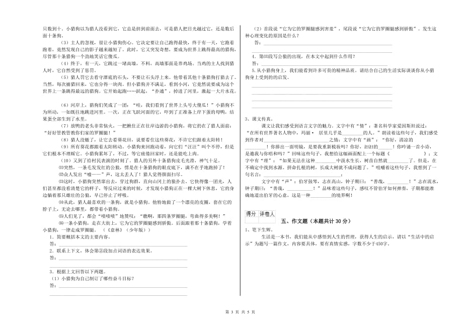 梅州市重点小学小升初语文综合检测试卷 含答案.doc_第3页