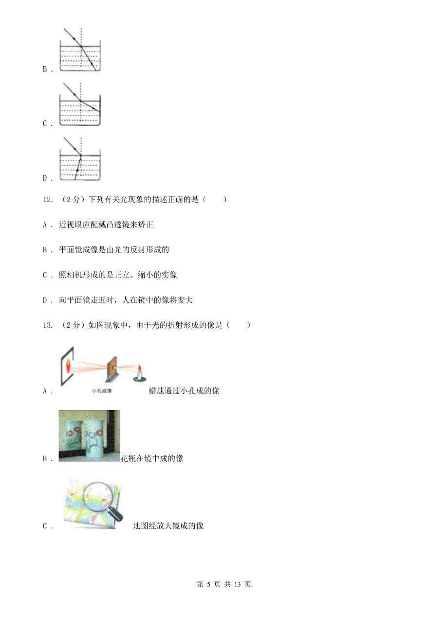 北师大版科学中考复习专题12：光现象D卷.doc_第5页