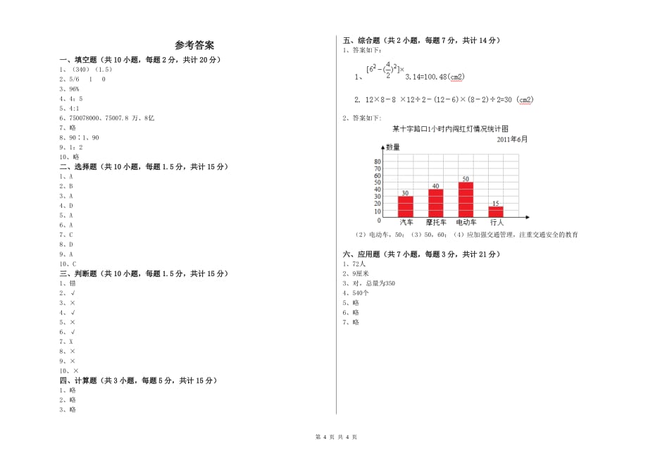 2019年六年级数学下学期过关检测试卷 上海教育版（附答案）.doc_第4页