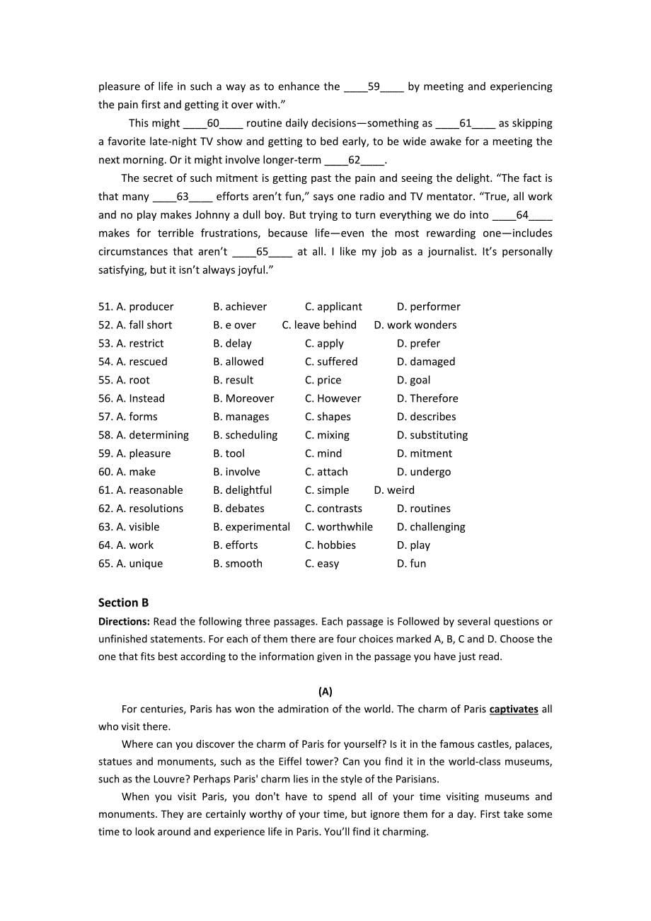 2019-2020年高三上学期期中联考英语试题 含答案.doc_第5页