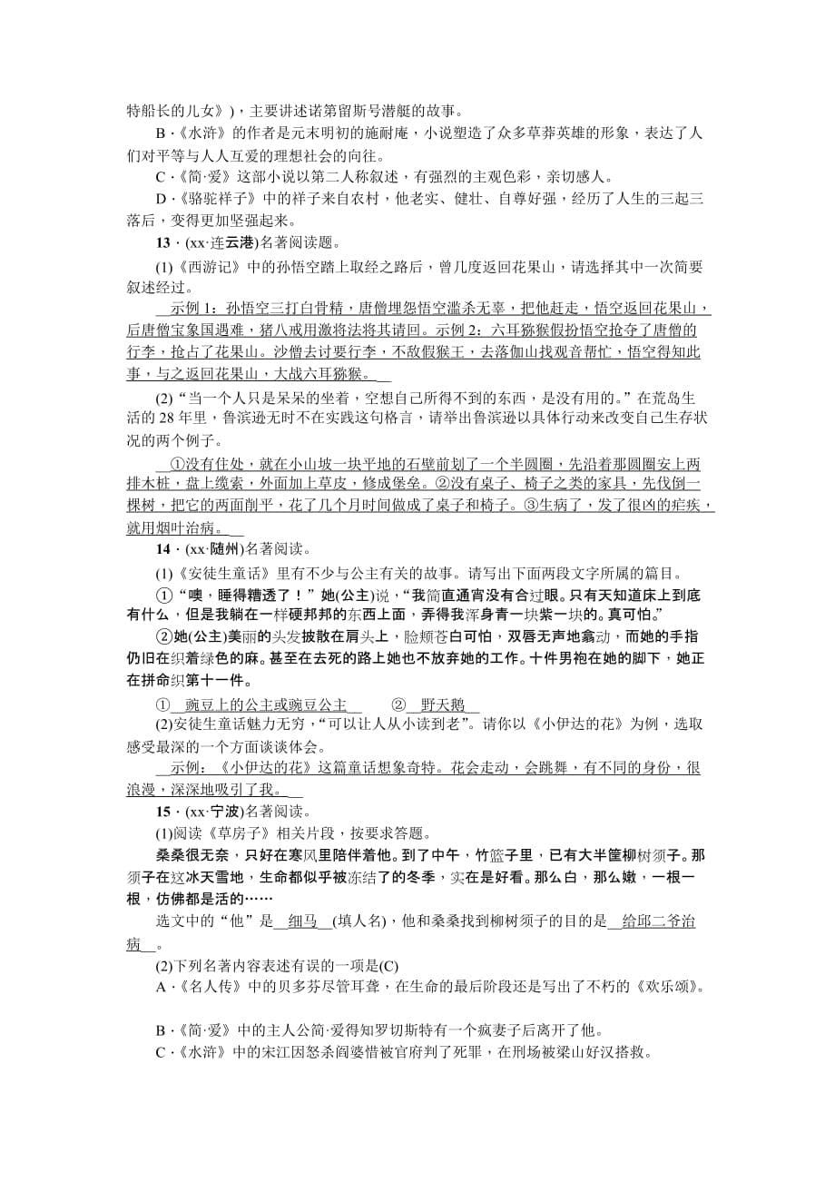 2019-2020年九年级语文中考复习试题：考点跟踪突破32.doc_第5页