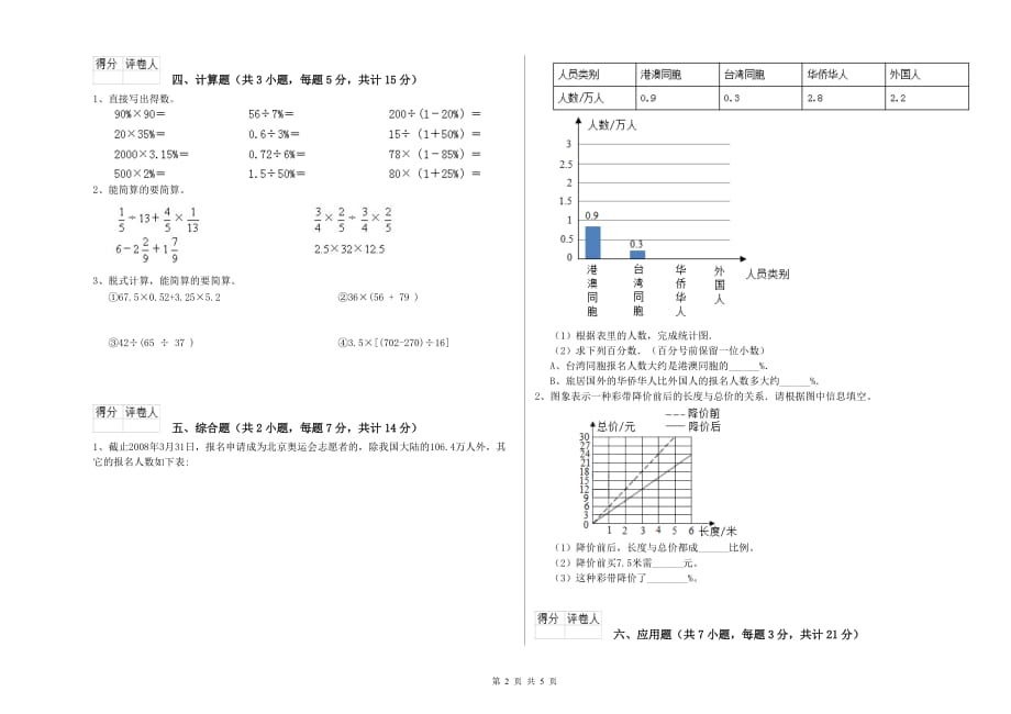 来宾市实验小学六年级数学上学期开学检测试题 附答案.doc_第2页