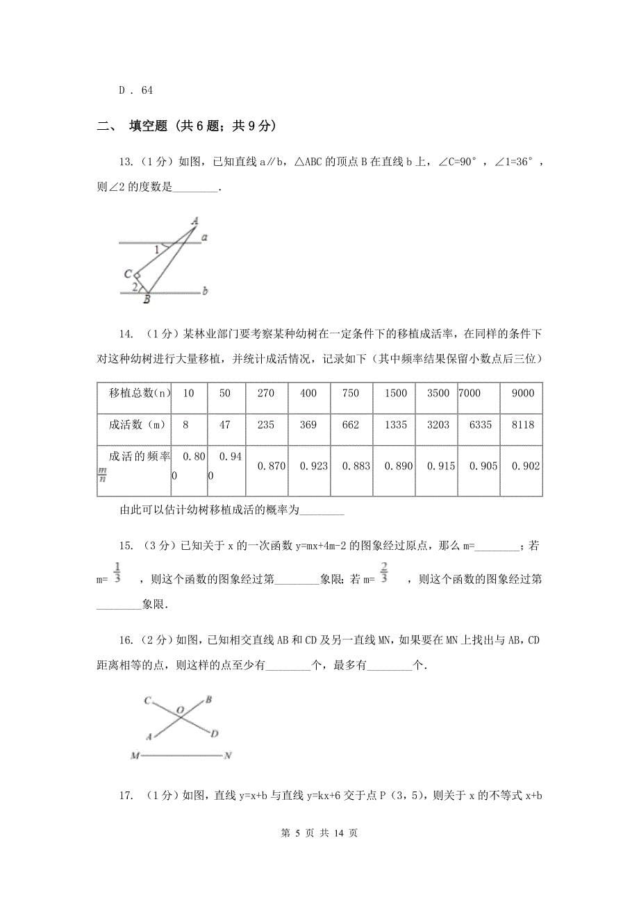 冀教版七年级下学期期末数学试卷（五四学制）E卷.doc_第5页