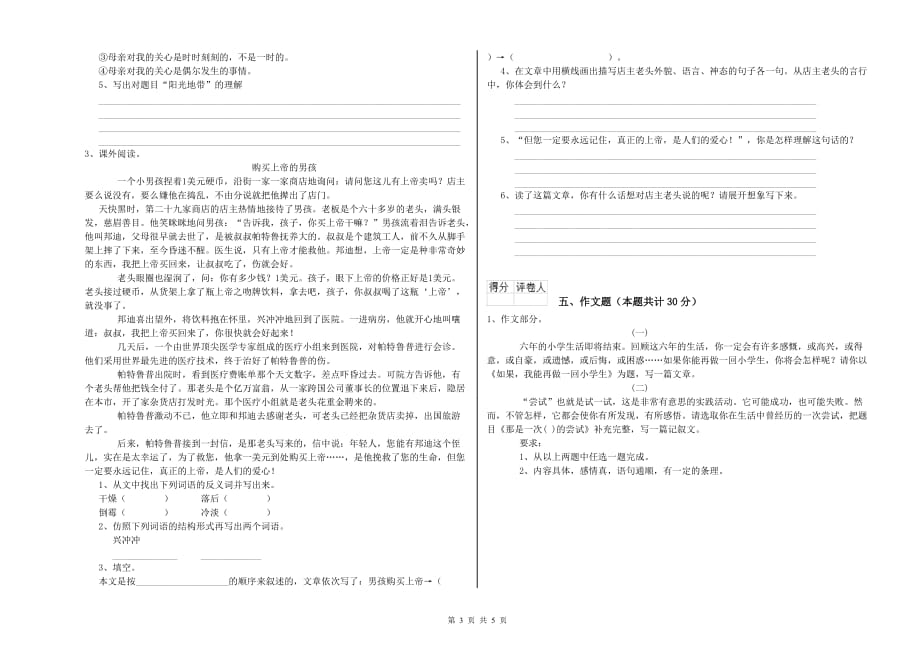 武汉市重点小学小升初语文考前练习试卷 含答案.doc_第3页