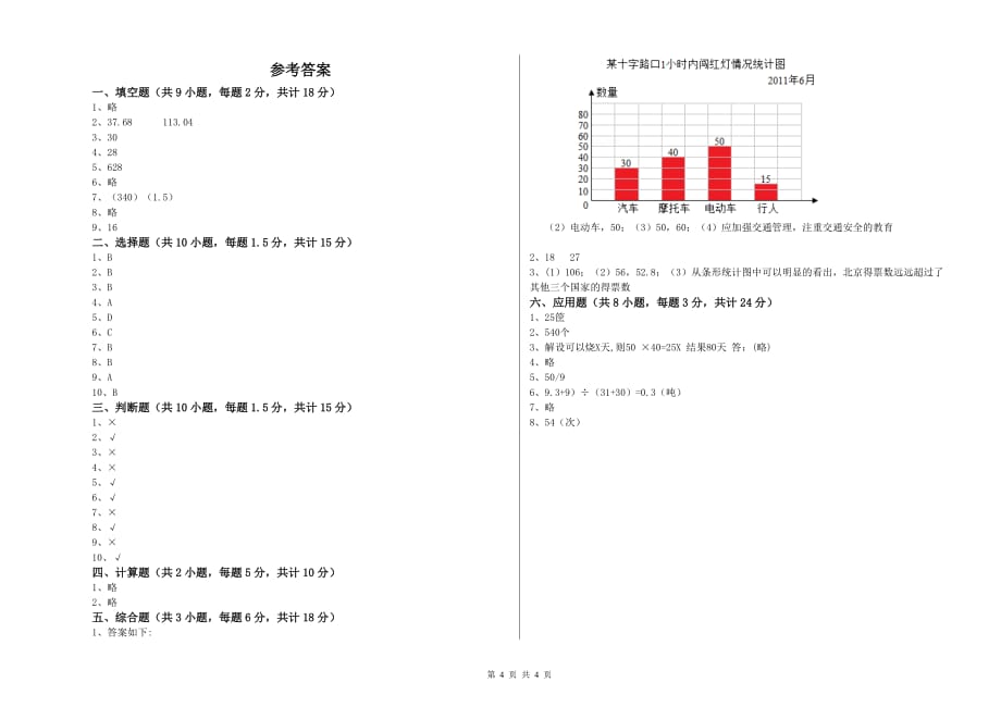 实验小学小升初数学考前检测试卷A卷 外研版（附答案）.doc_第4页