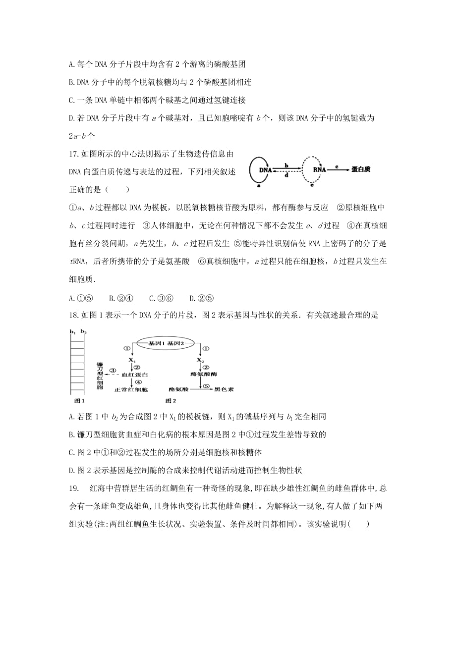 2019-2020年高三上学期期中考试生物试题 含答案（IV）.doc_第4页