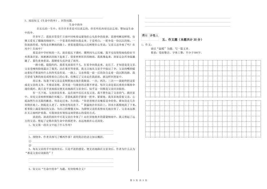 洛阳市实验小学小升初语文每日一练试卷 含答案.doc_第3页