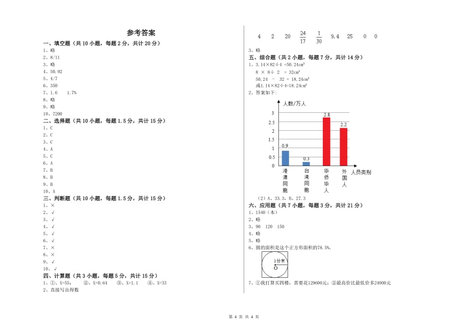 忻州市实验小学六年级数学上学期过关检测试题 附答案.doc_第4页