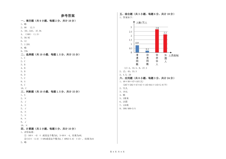 重点小学小升初数学自我检测试卷C卷 西南师大版（含答案）.doc_第4页