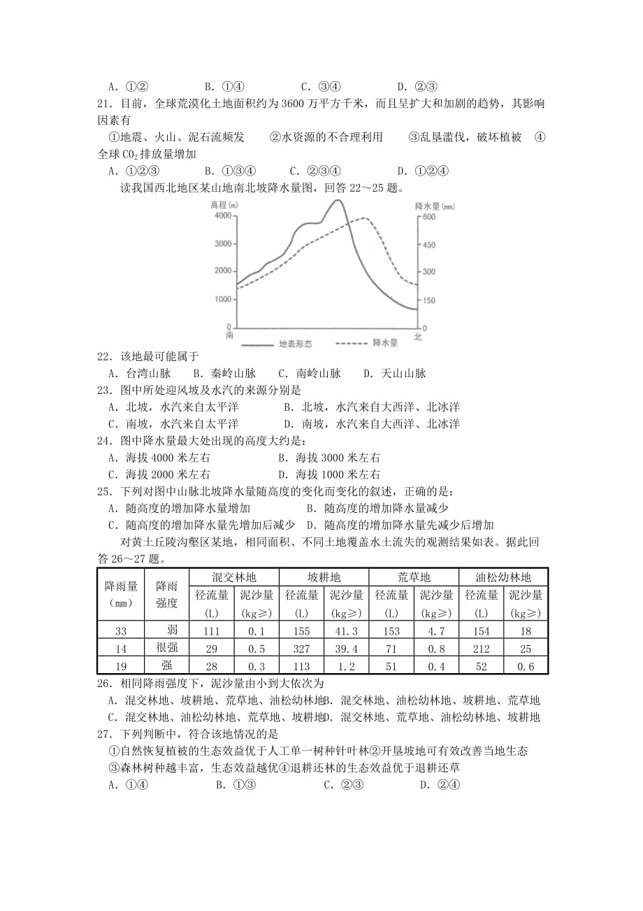 2019-2020年高二地理上学期第一次阶段检测试题新人教版.doc_第4页