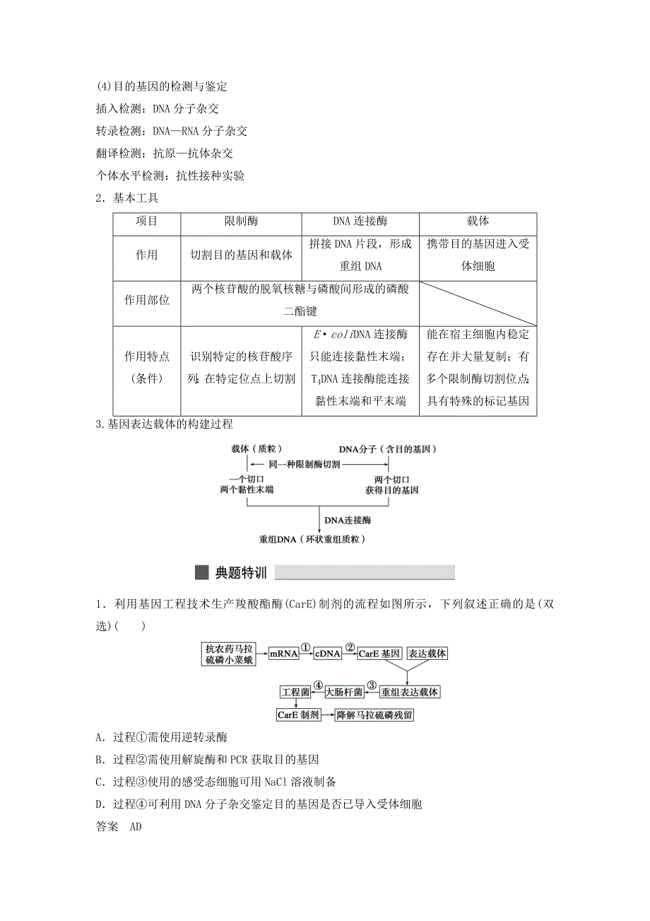 2019-2020年高三生物 考前三个月 专题12 现代生物科技.doc_第2页