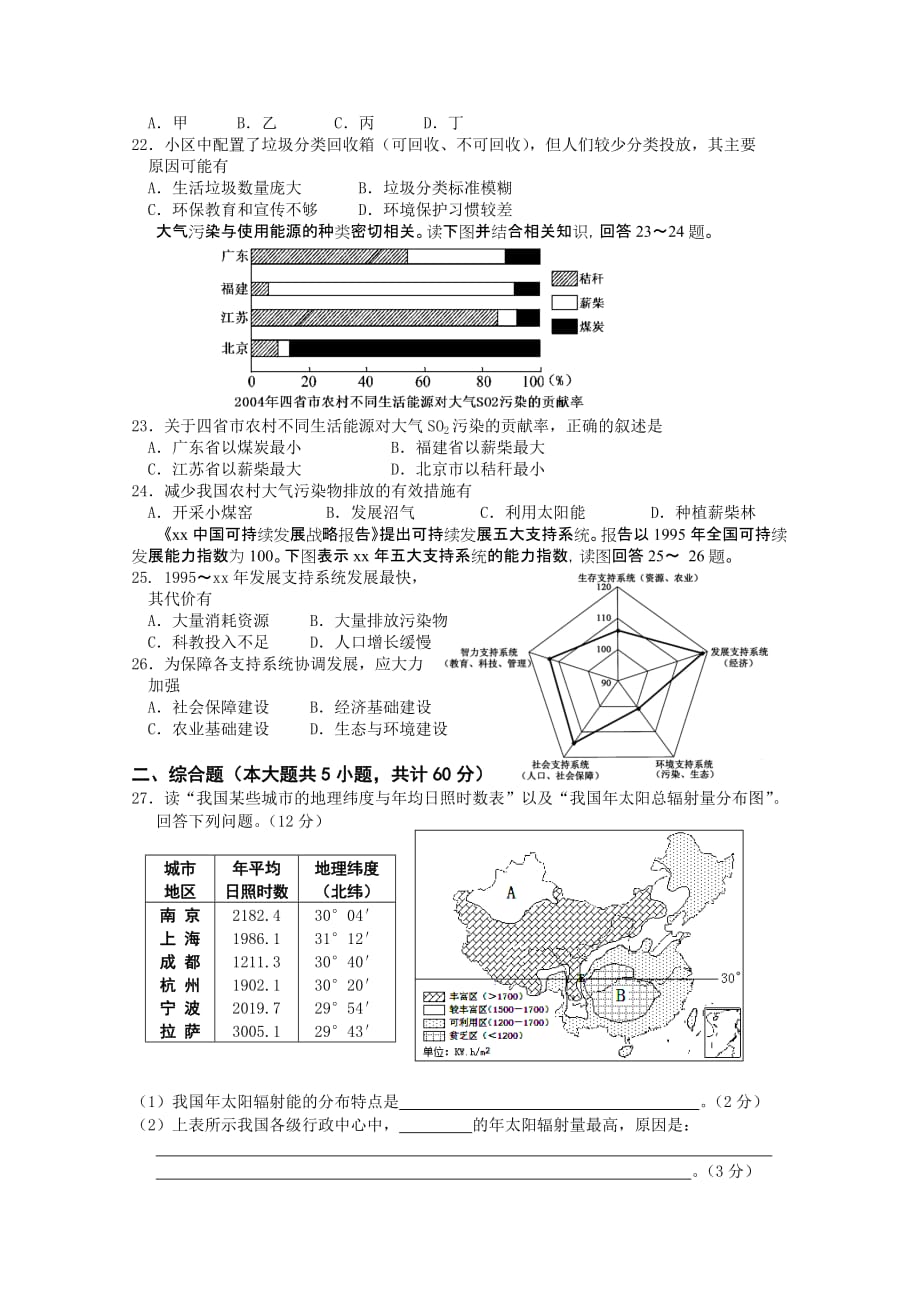 2019-2020年高二地理上学期期中试题苏教版（选修）.doc_第4页