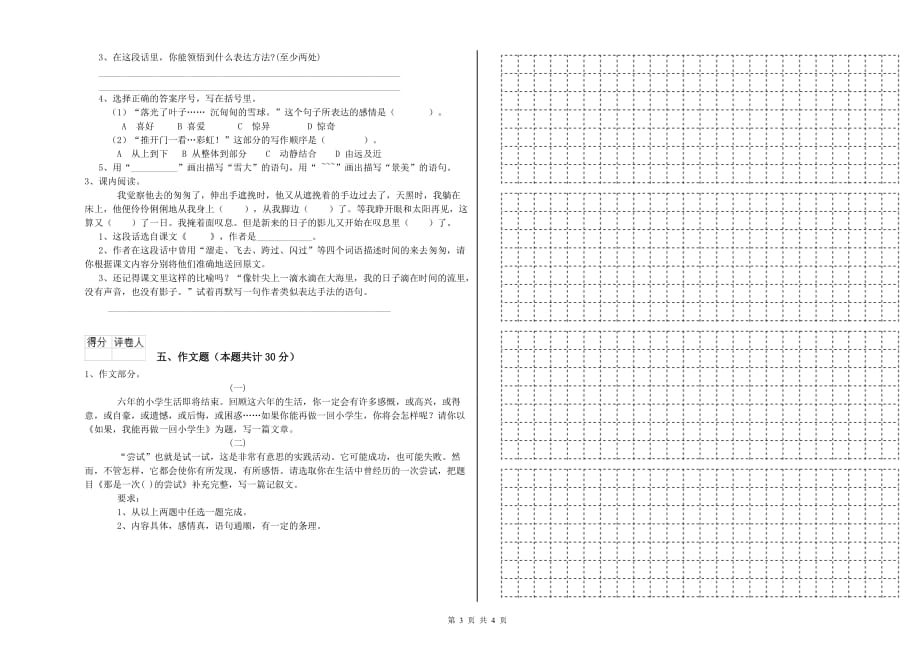 金昌市实验小学小升初语文能力测试试卷 含答案.doc_第3页