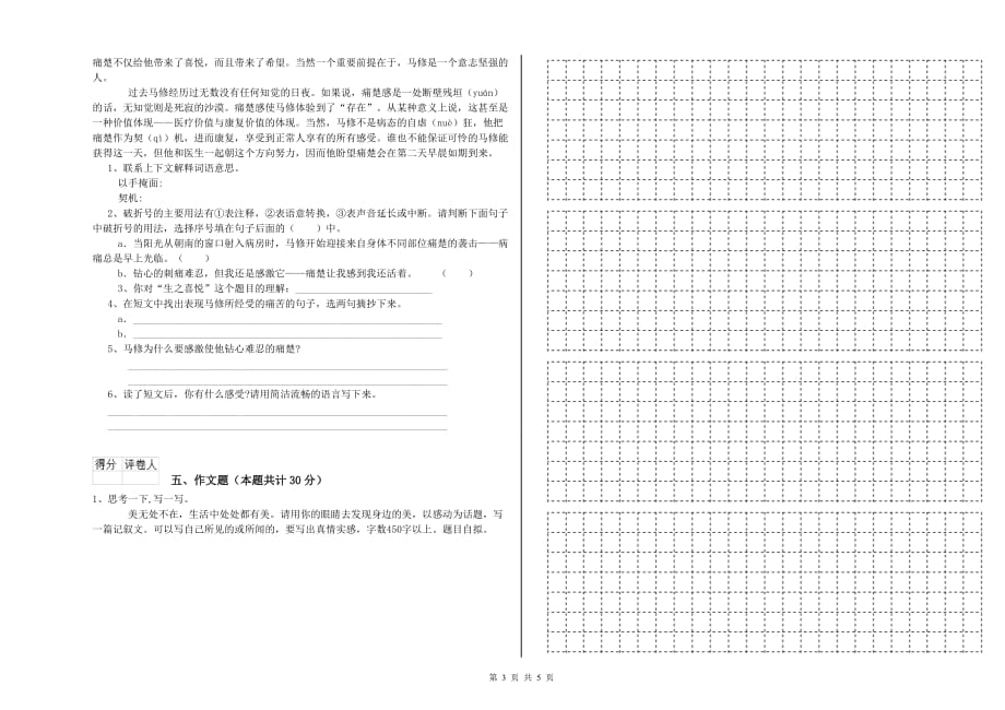 荆州市重点小学小升初语文强化训练试卷 含答案.doc_第3页