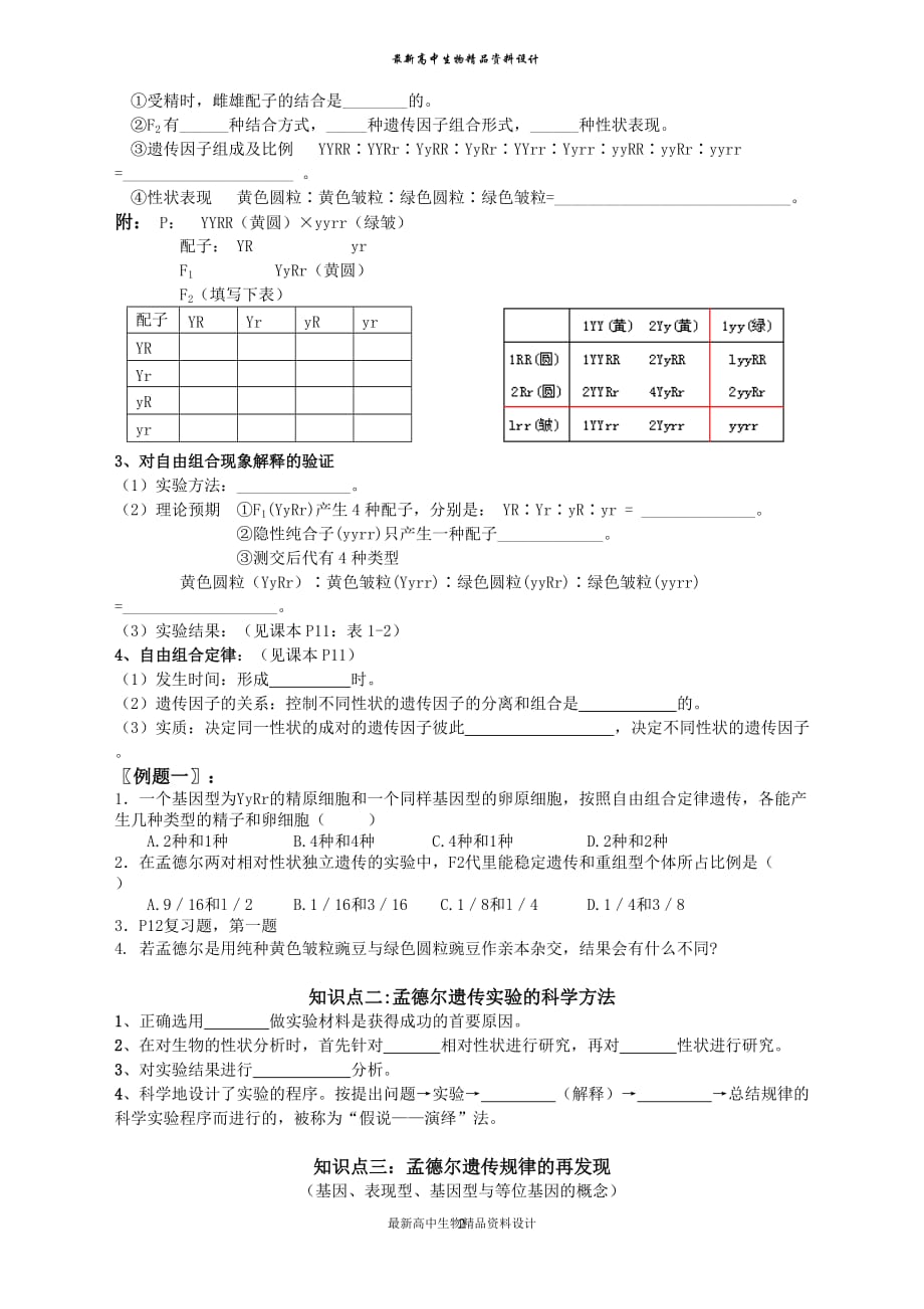 高中生物第2课时孟德尔的豌豆杂交实验(二）_第2页