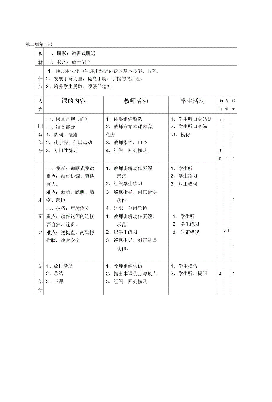 小学五年级体育教案(表格式精编版)_第3页