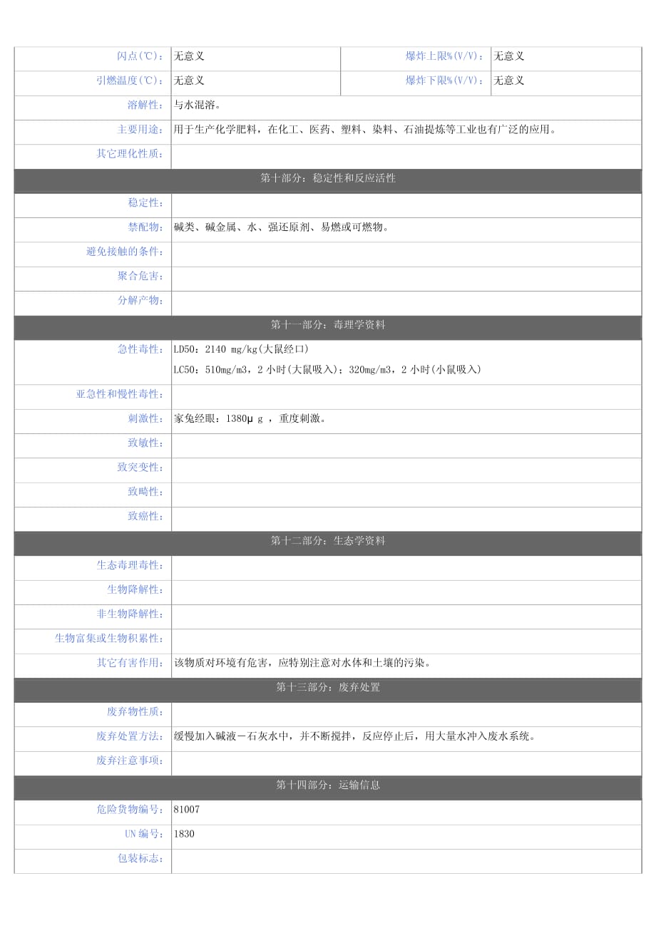 硫酸安全技术说明书,硫酸MSDS_第3页