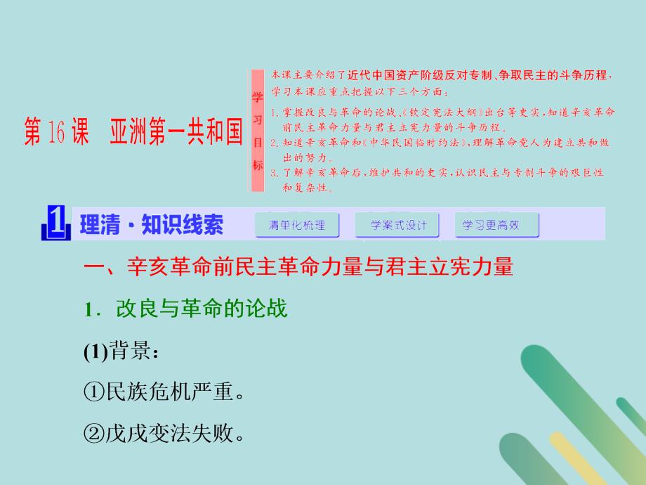 高中历史第五单元近代中国争取民主的斗争第16课亚洲第一共和国课件岳麓选修2_第1页