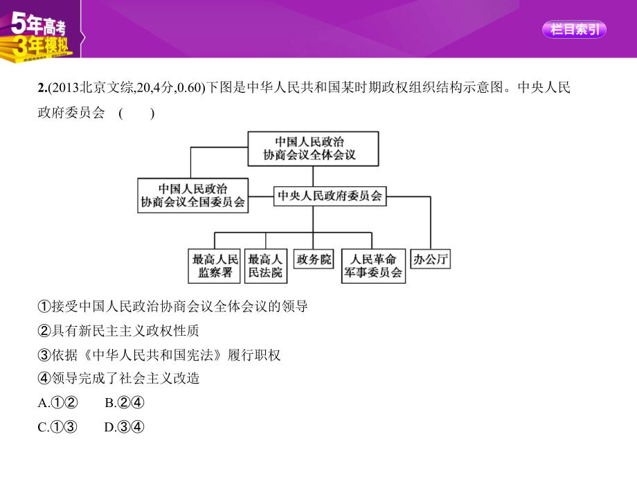 高考历史《5年高考3年模拟》北京精品课件：专题十八　现代中国的政治与外交_第4页