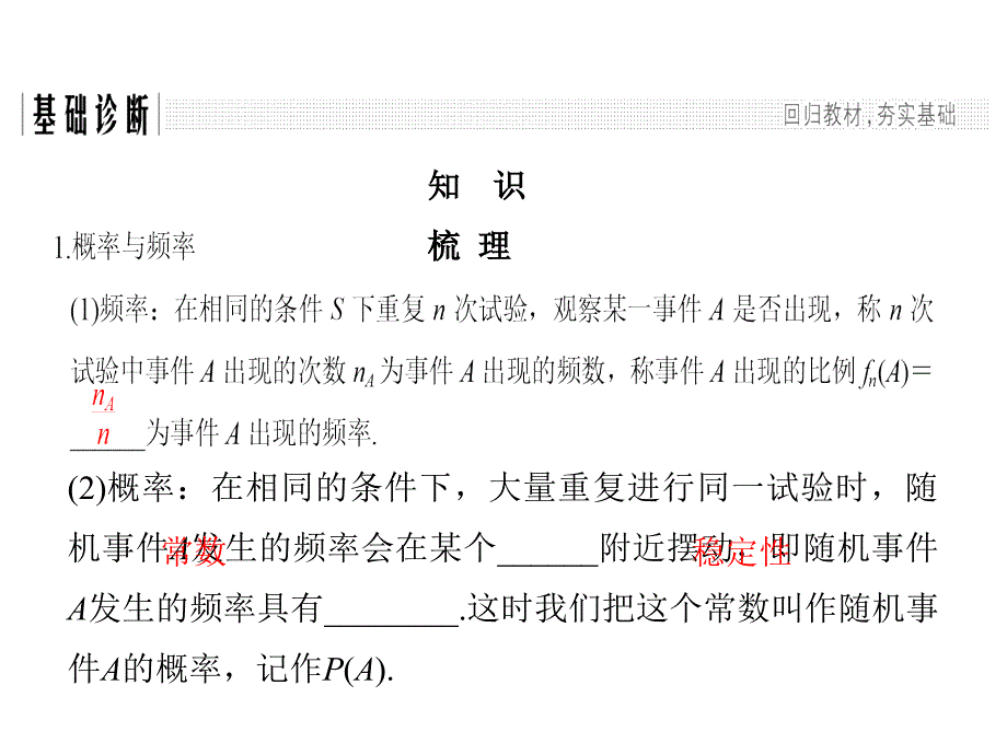 高考数学（理）创新大一轮北师大通用课件：第十一章 计数原理、概率、随机变量及其分布 第4节_第3页