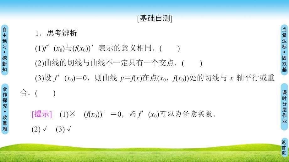 新课堂高中数学人教B版选修1-1课件：第3章 3.1 3.1.3　导数的几何意义_第5页