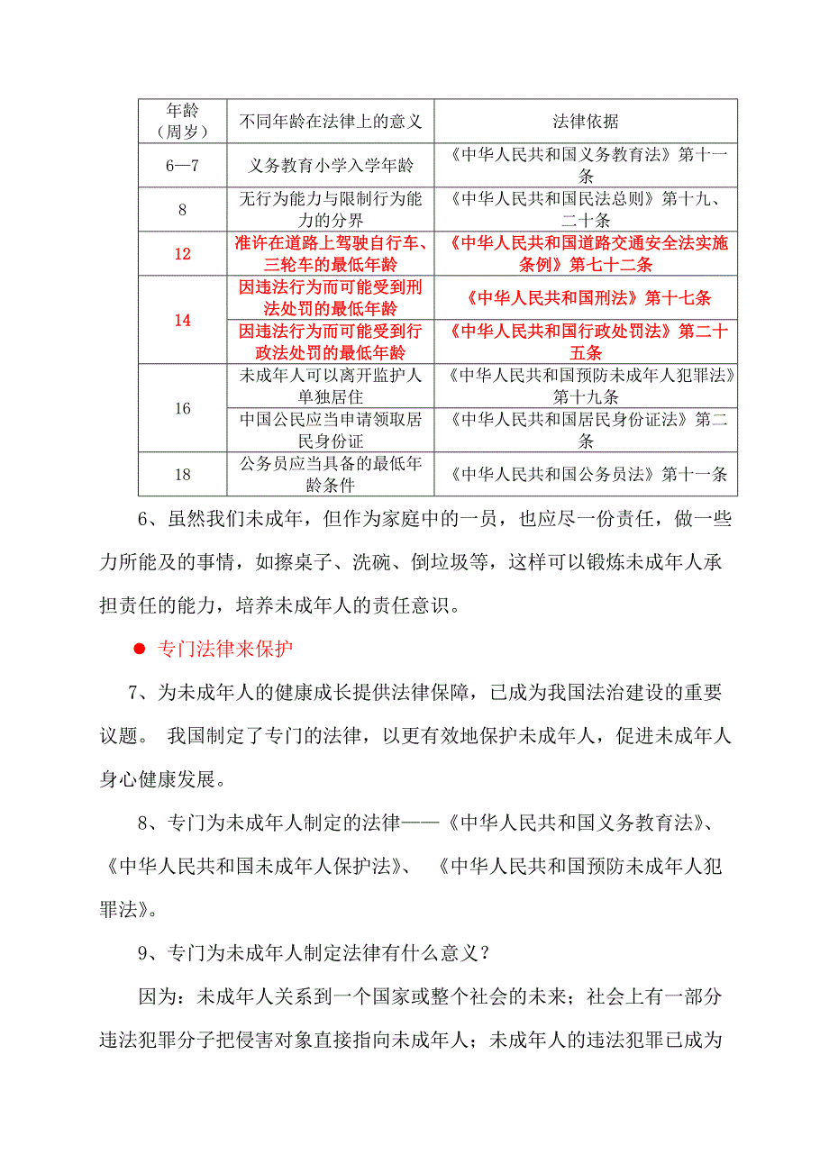 【统编】人教部编版《道德与法治》六年级上册第4单元《法律保护我们健康成长》知识点期末复习（分课；按课时设计；可直接打印）_第3页