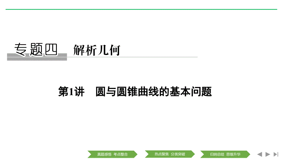 高考数学浙江专用二轮培优课件：专题四 第1讲 圆与圆锥曲线的基本问题_第1页