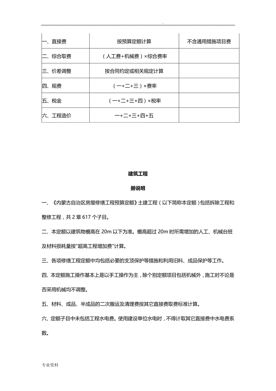 内蒙古房屋修缮工程预算定额_第4页