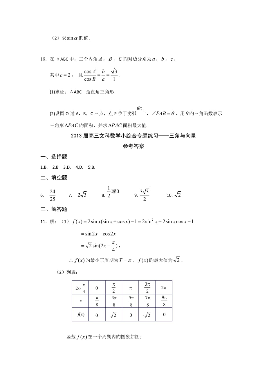 河北省衡水市2019届高三数学(文)小综合专题练习：三角与向量_第4页