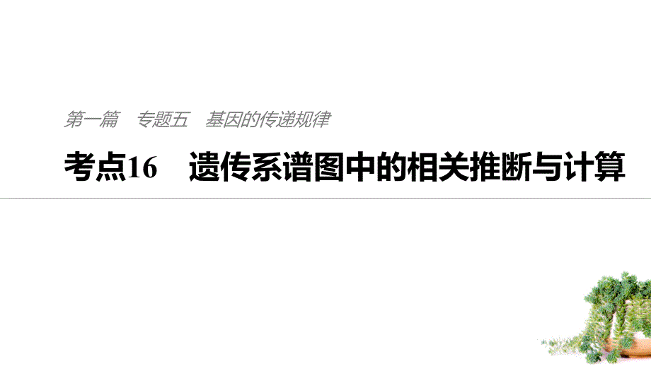 高考生物全国通用精准提分二轮课件：专题五 基因的传递规律 考点16_第1页