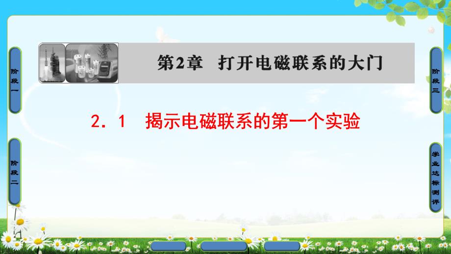 物理新课堂同步沪科版选修1-1课件：第2章 2．1　揭示电磁联系的第一个实验_第1页