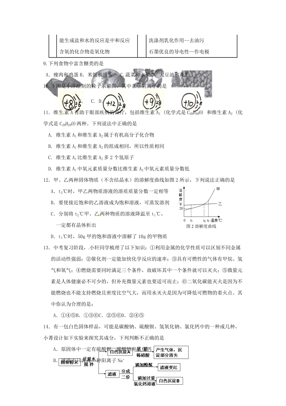 江苏省无锡市华士片九年级化学5月模拟试题_第2页