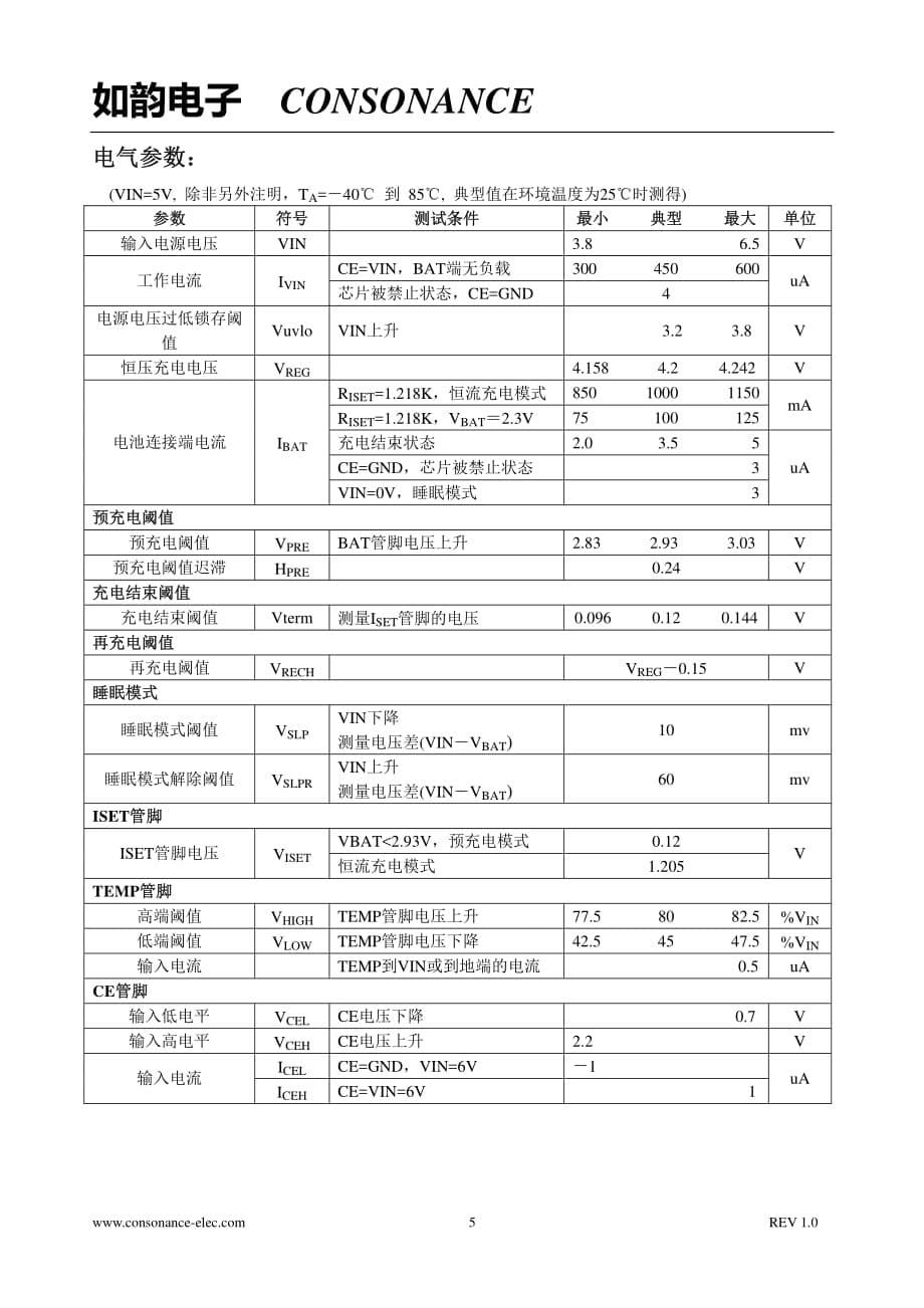 DSC-CN3152单节锂电池1A线性充电管理芯片 规格书_第5页