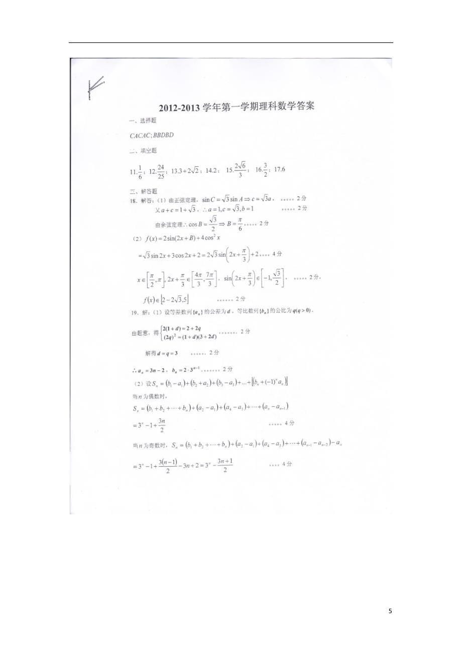 浙江诸暨高三数学上学期期末 理新人教A.doc_第5页