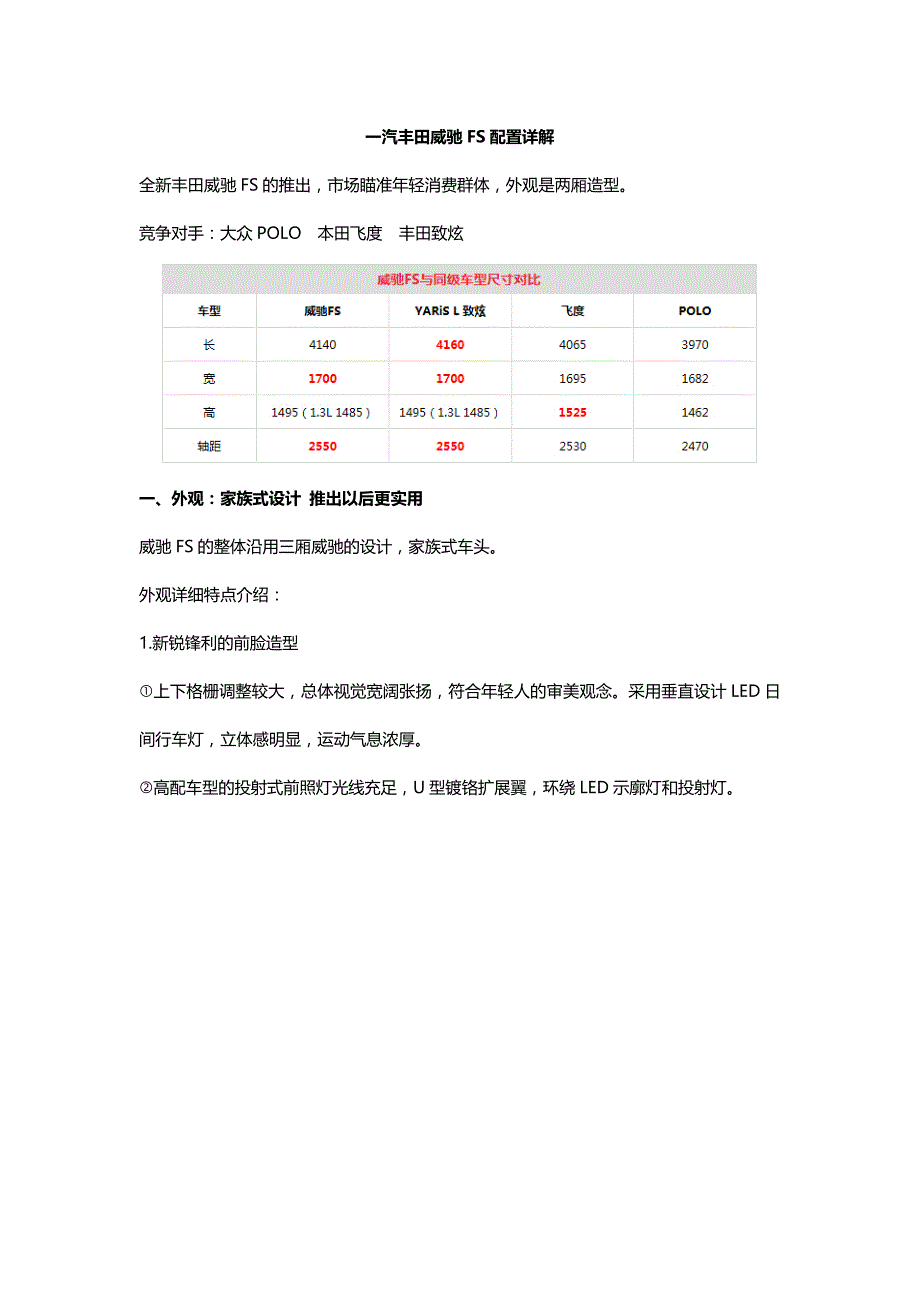 一汽丰田威驰FS配置详解_第1页