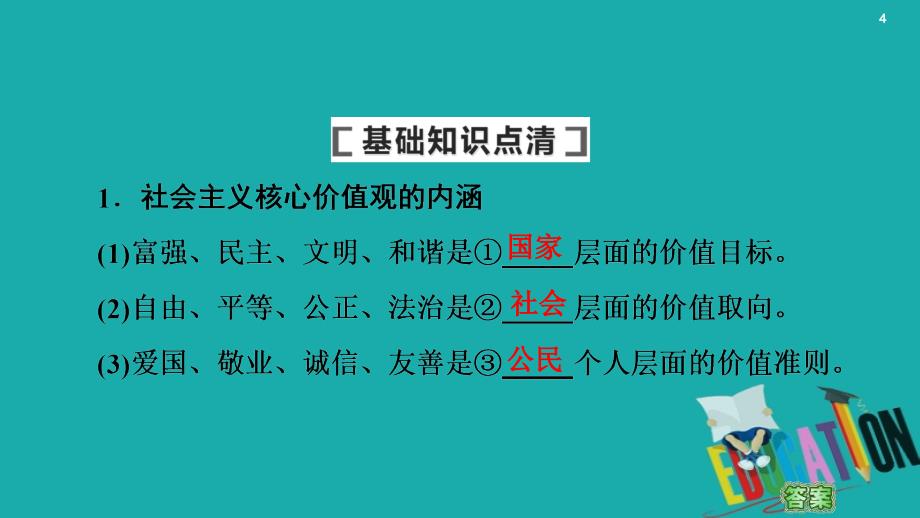 2021高考政治一轮复习第12单元发展中国特色社会主义文化第31课培养担当民族复兴大任的时代新人课件新人_第4页