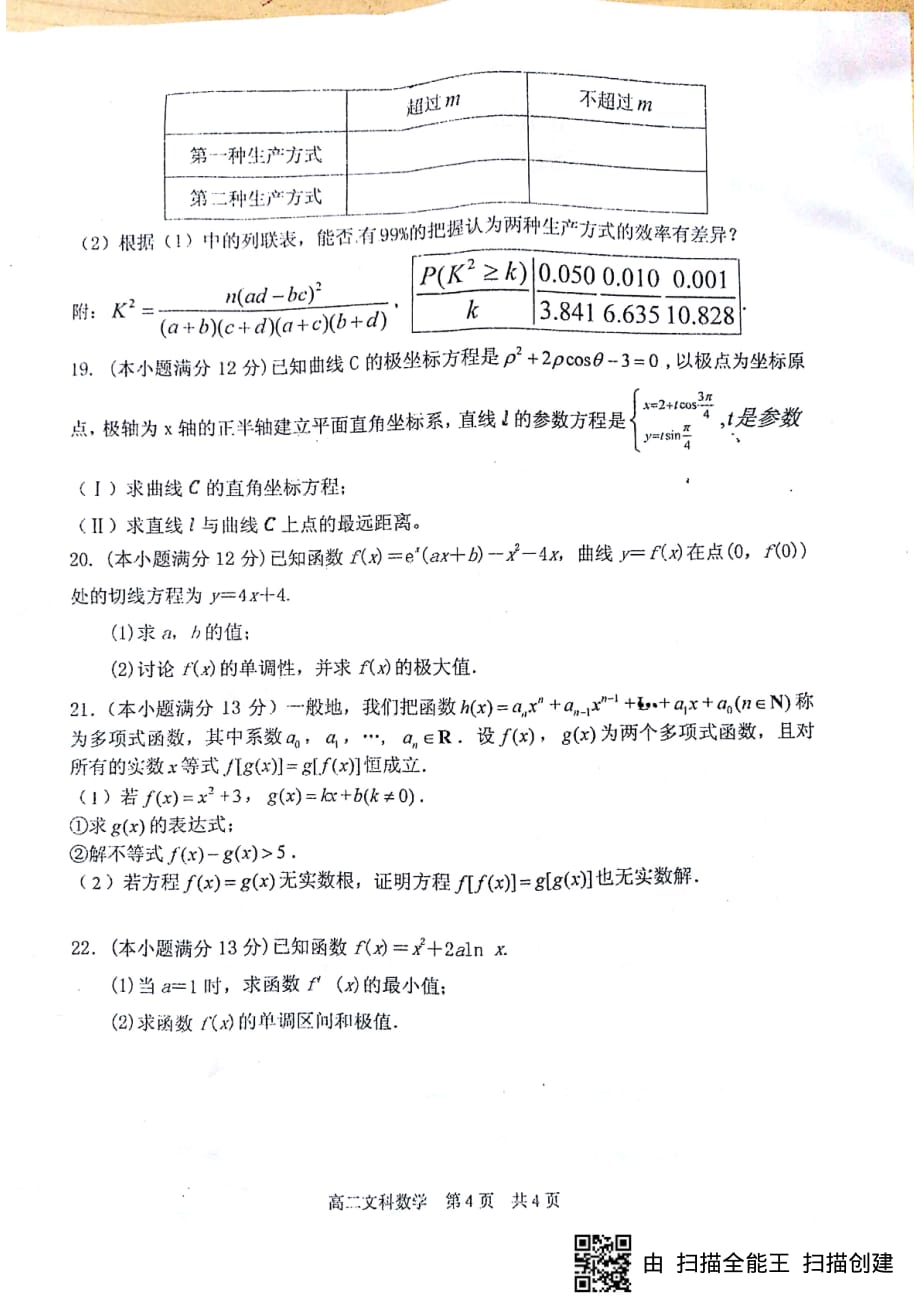 山东济南外国语学校高二数学下学期期末质量检测文PDF无答案 .pdf_第4页